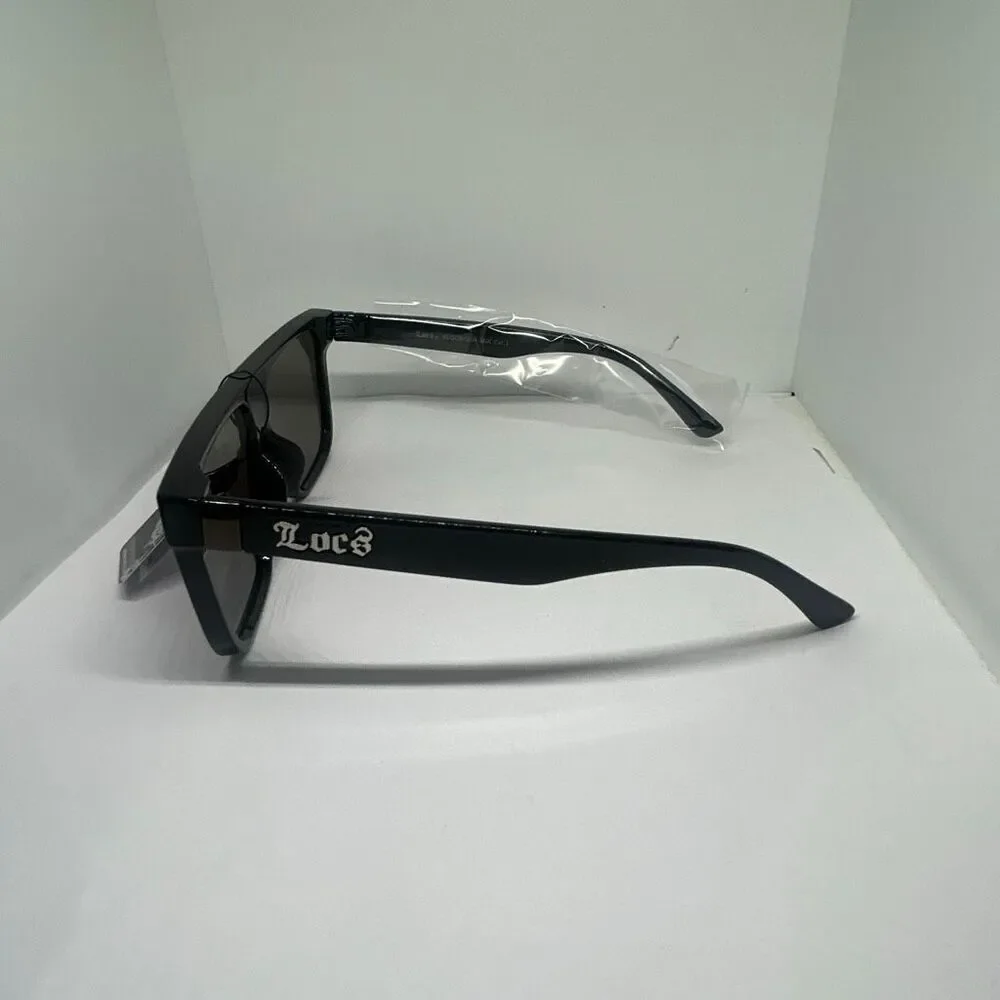 Locs Hardcore Shield Sunglasses Mirrored Lenses Black Frame UV Protection New